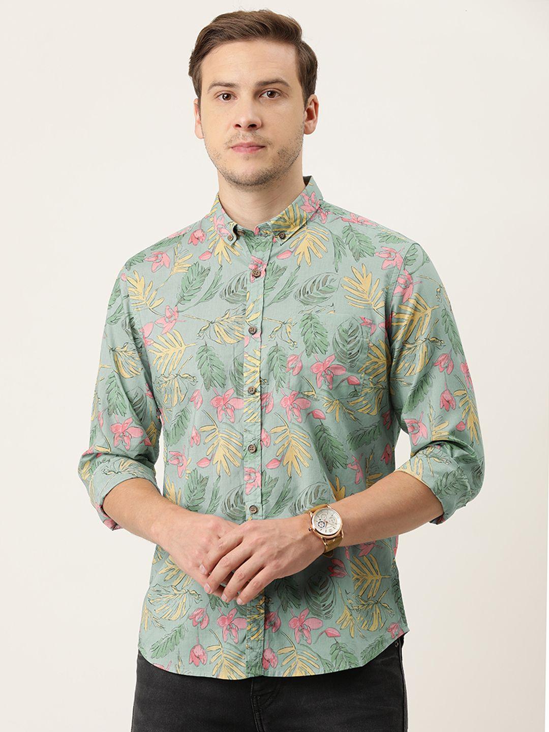 flying machine men multicoloured slim fit floral printed casual shirt