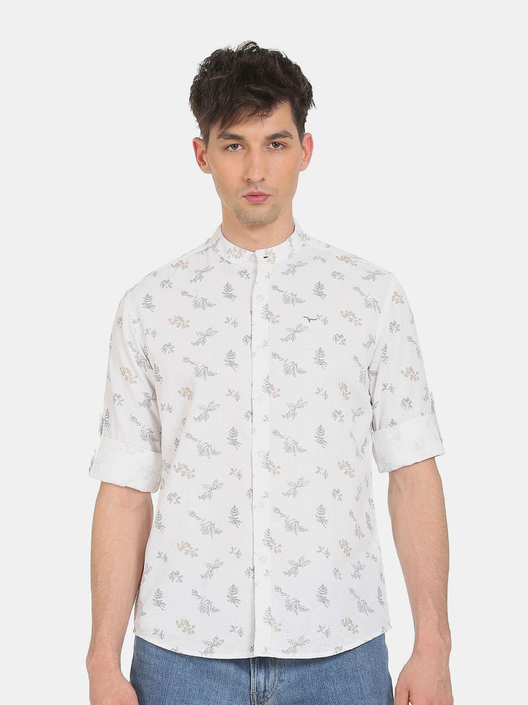 flying machine men off white floral printed casual shirt