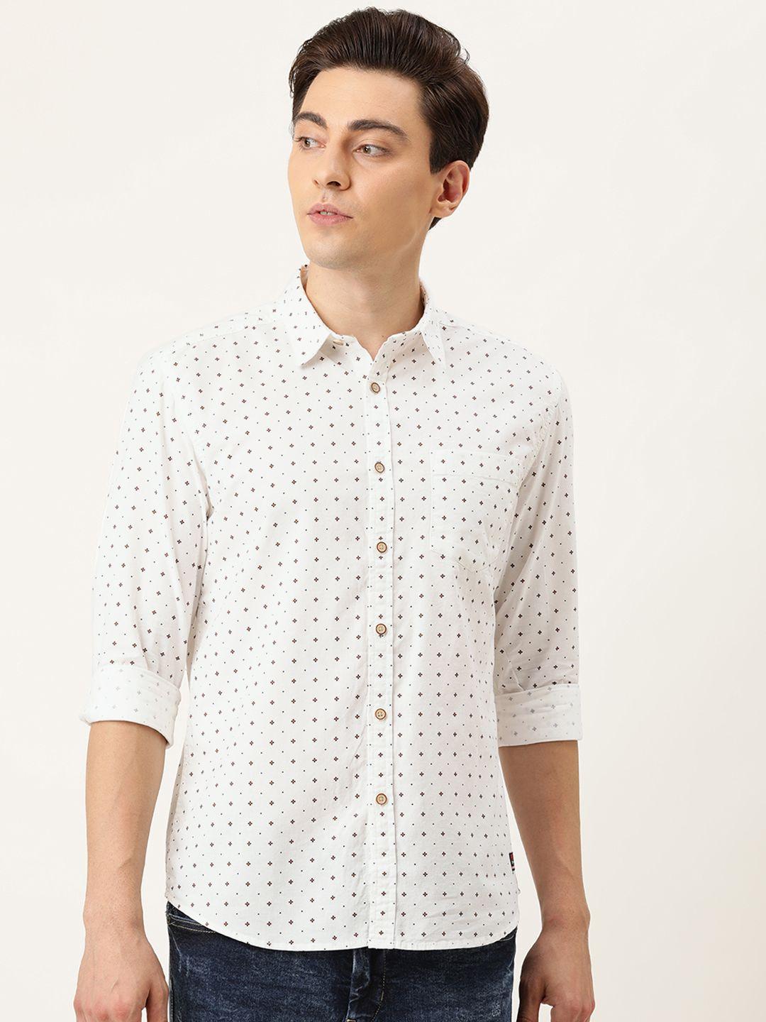 flying machine men off white printed casual shirt