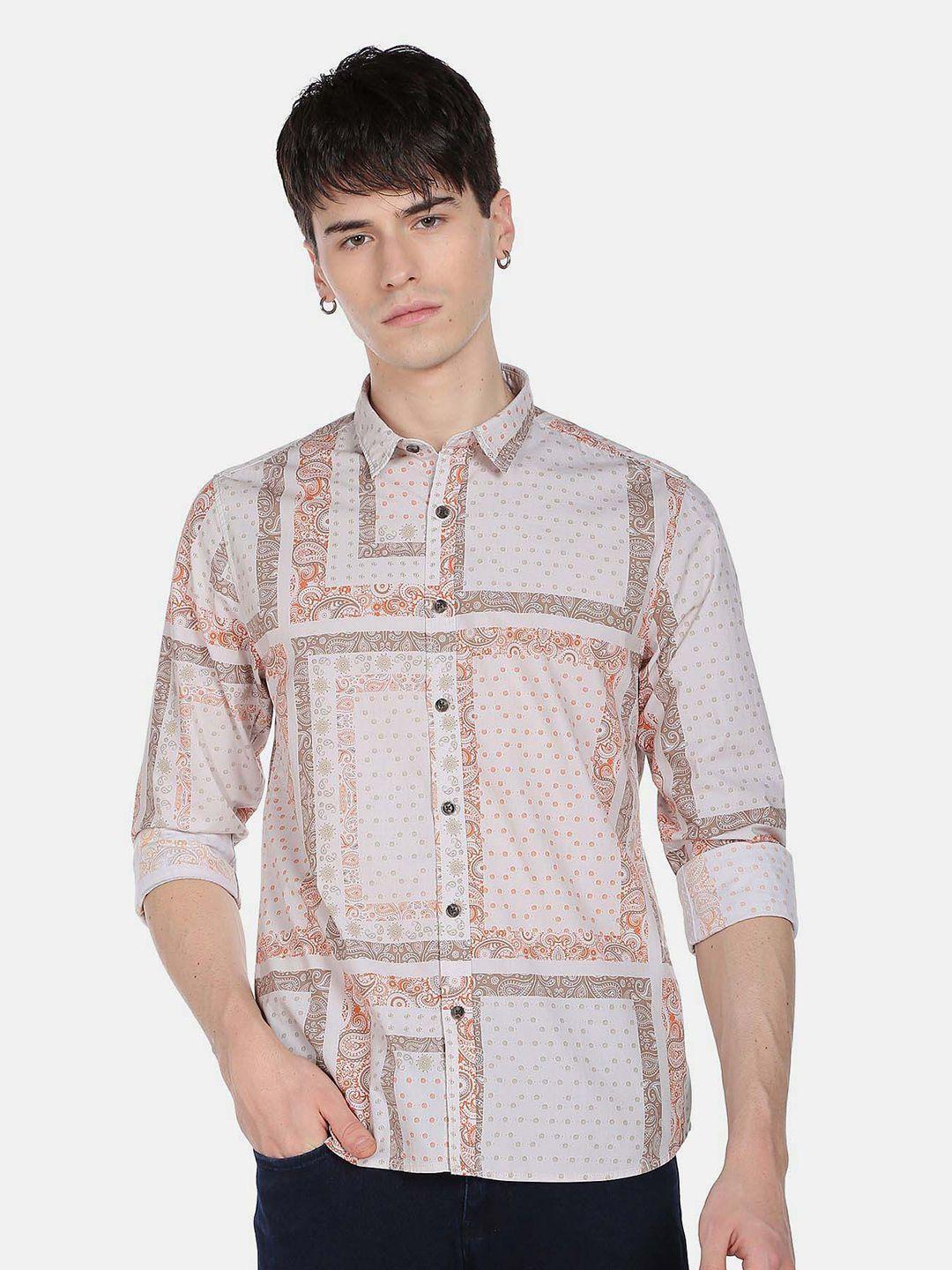 flying machine men pure cotton opaque printed casual shirt