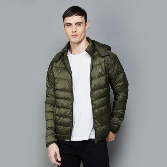 flying machine men quilted hooded jacket