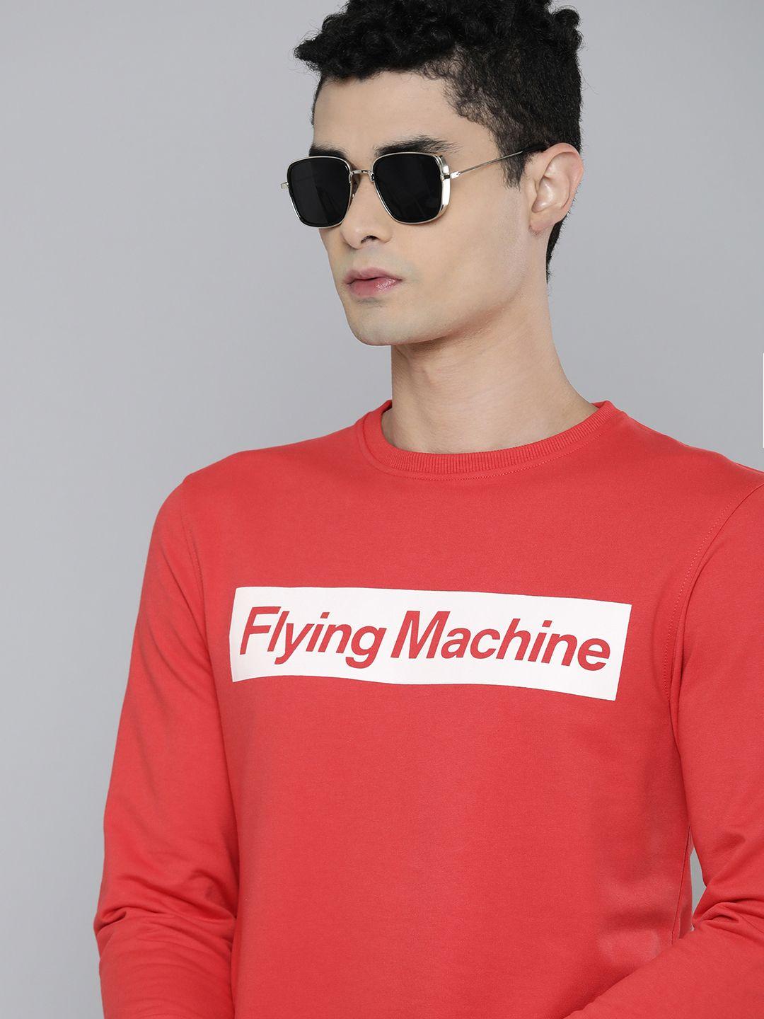 flying machine men red brand logo print sweatshirt