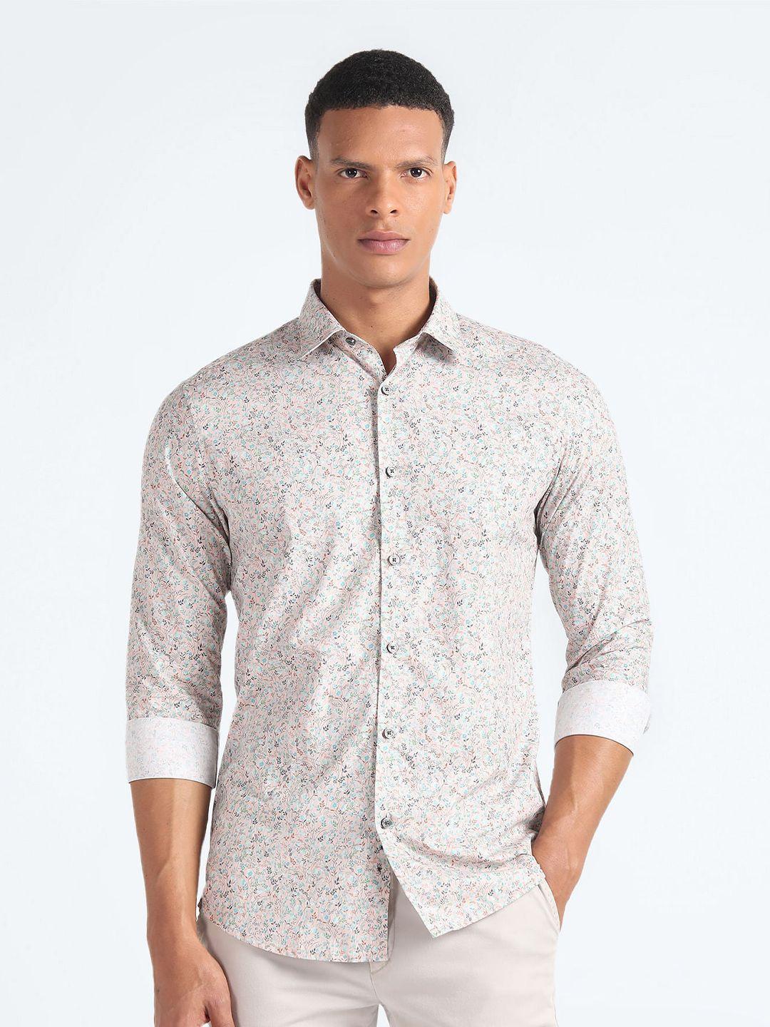 flying machine men slim fit floral opaque printed casual shirt