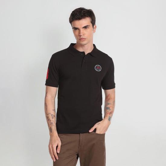 flying machine men solid regular-fit polo t-shirt