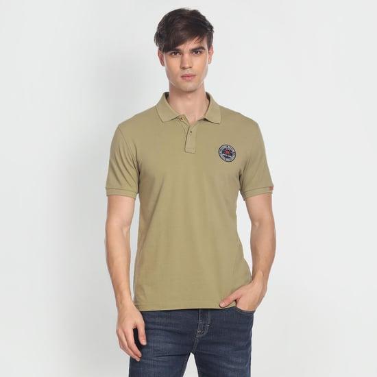 flying machine men solid slim fit polo t-shirt