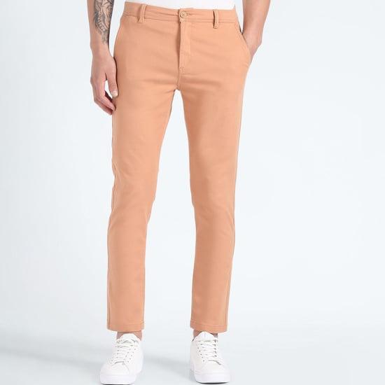 flying machine men solid slim tapered twill trousers