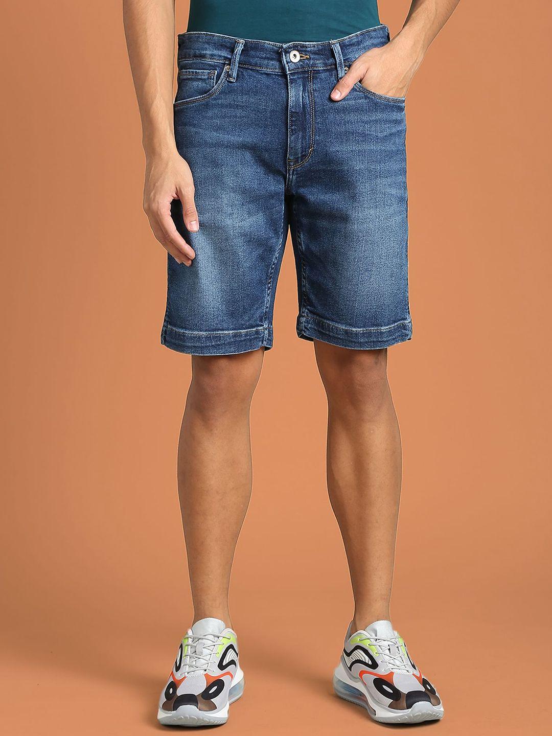 flying machine men washed denim shorts