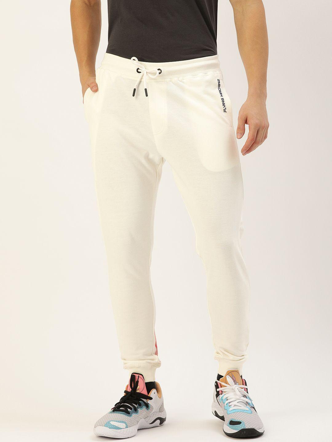 flying machine men white brand logo printed joggers