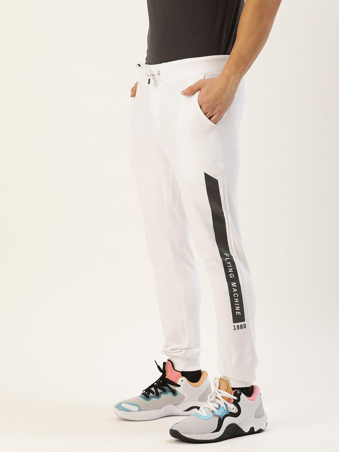 flying machine men white brand logo printed joggers