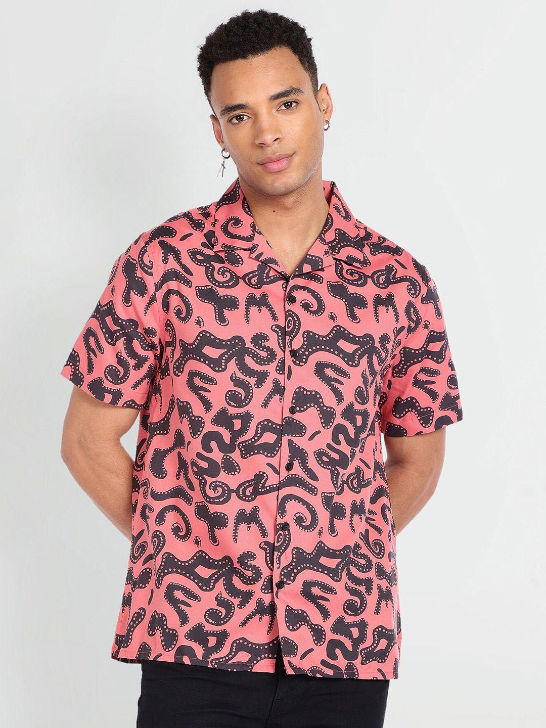 flying machine opaque abstract printed casual shirt