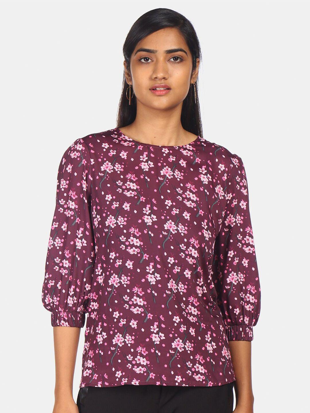 flying machine purple floral regular top