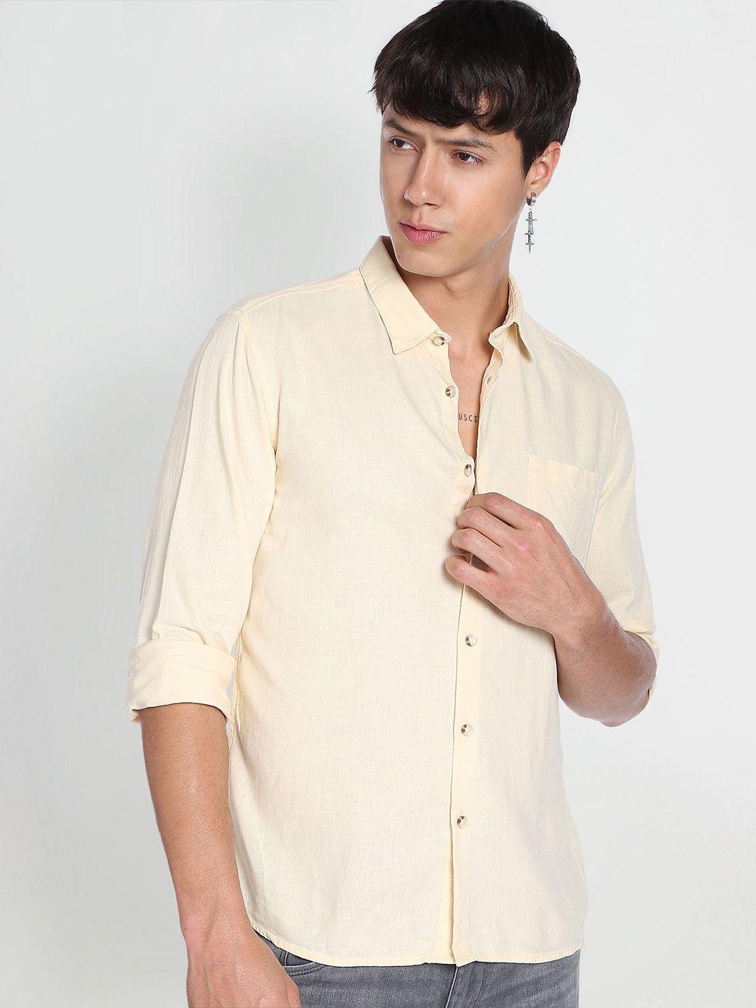 flying machine slim fit linen blend casual shirt