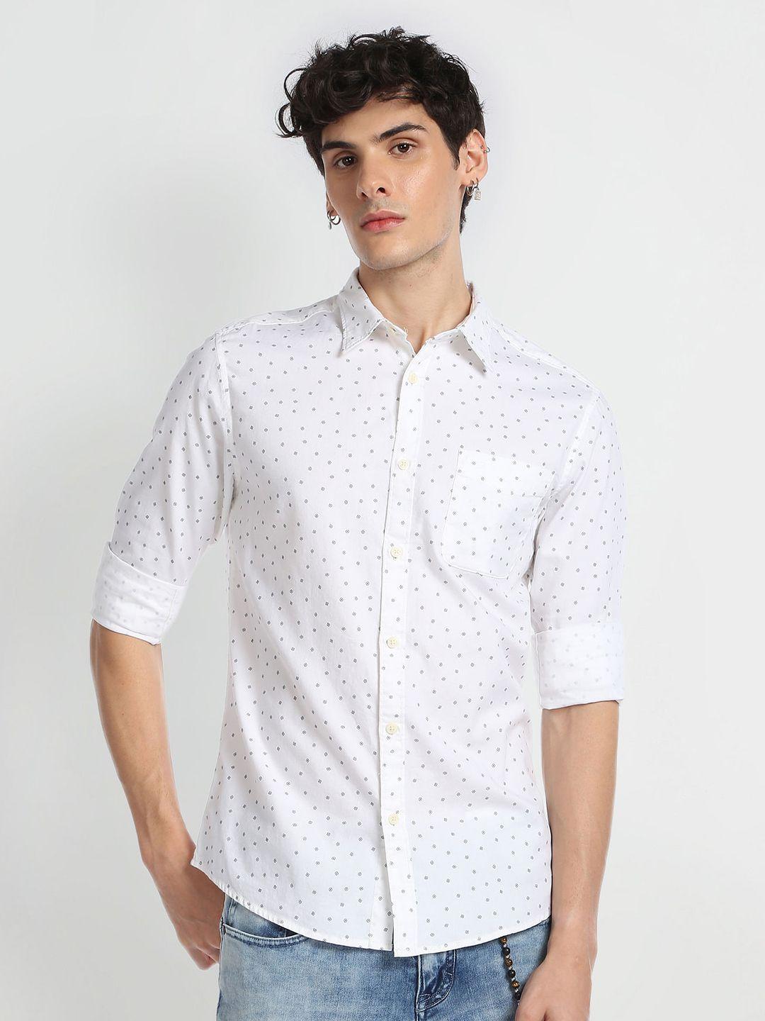 flying machine slim fit opaque conversational printed pure cotton casual shirt