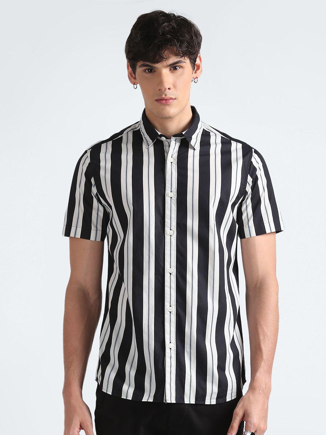 flying machine slim fit striped pure cotton casual shirt