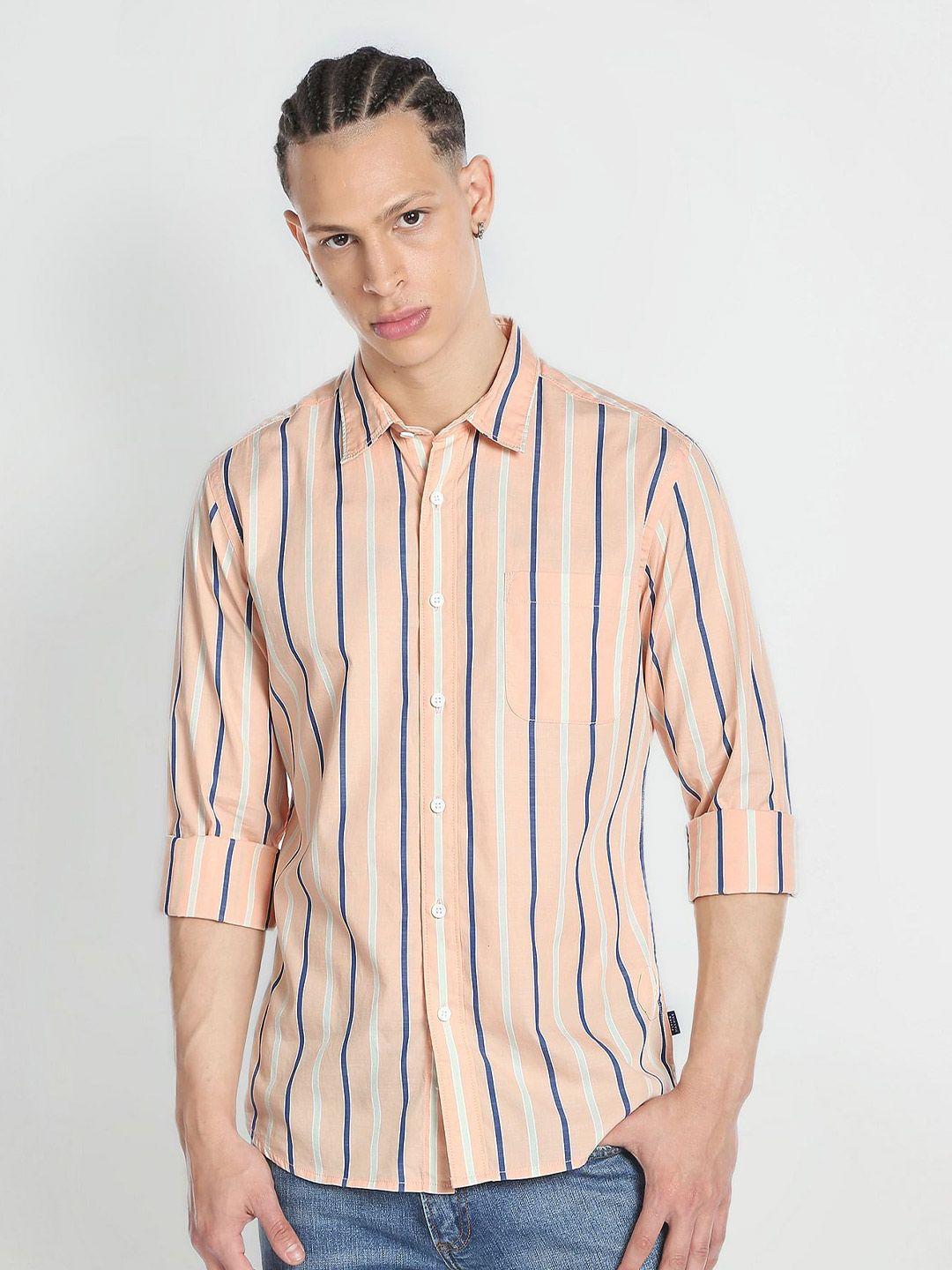 flying machine striped pure cotton casual shirt