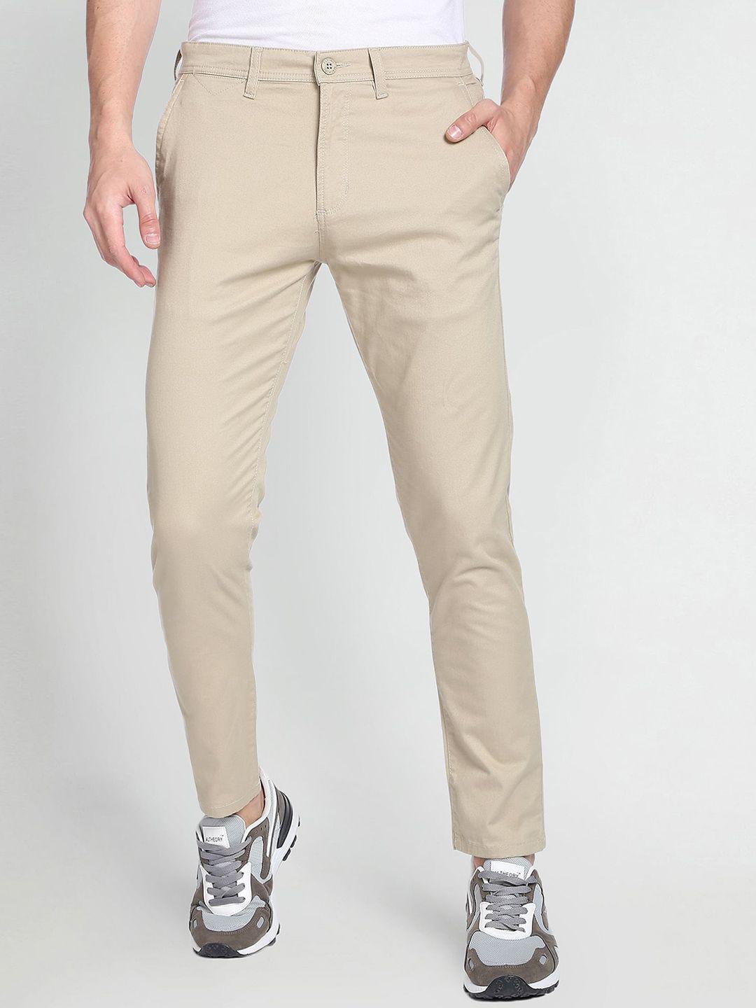 flying machine super slim fit solid casual trousers