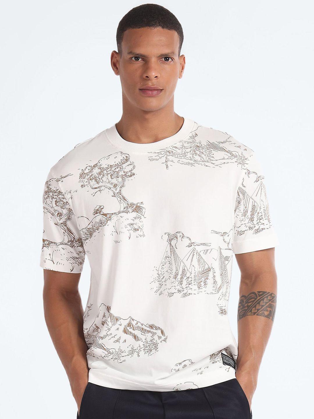 flying machine tropical printed pure cotton oversized t-shirt