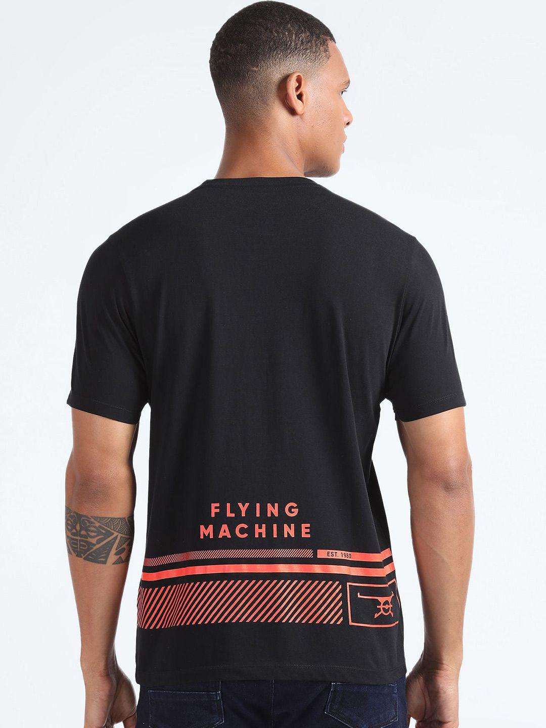 flying machine typography printed cotton t-shirt