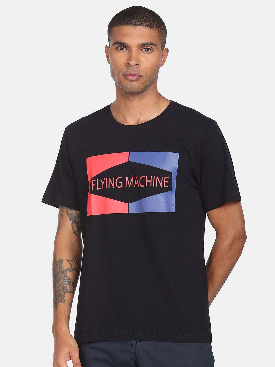 flying machine typography printed pure cotton t-shirt