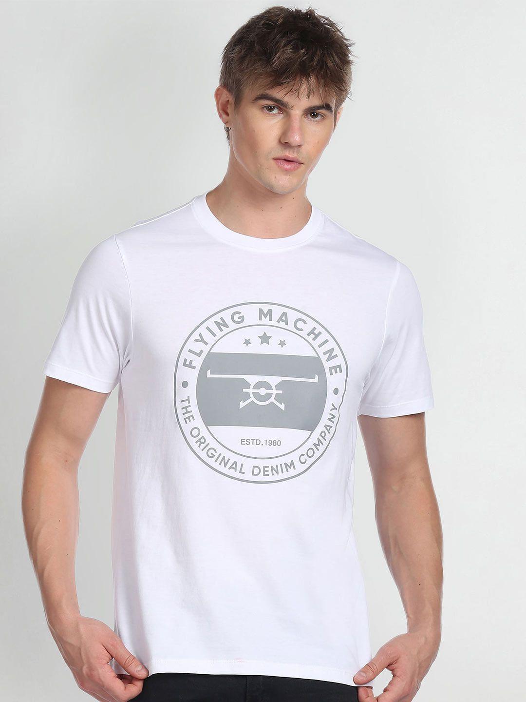 flying machine typography printed pure cotton t-shirt