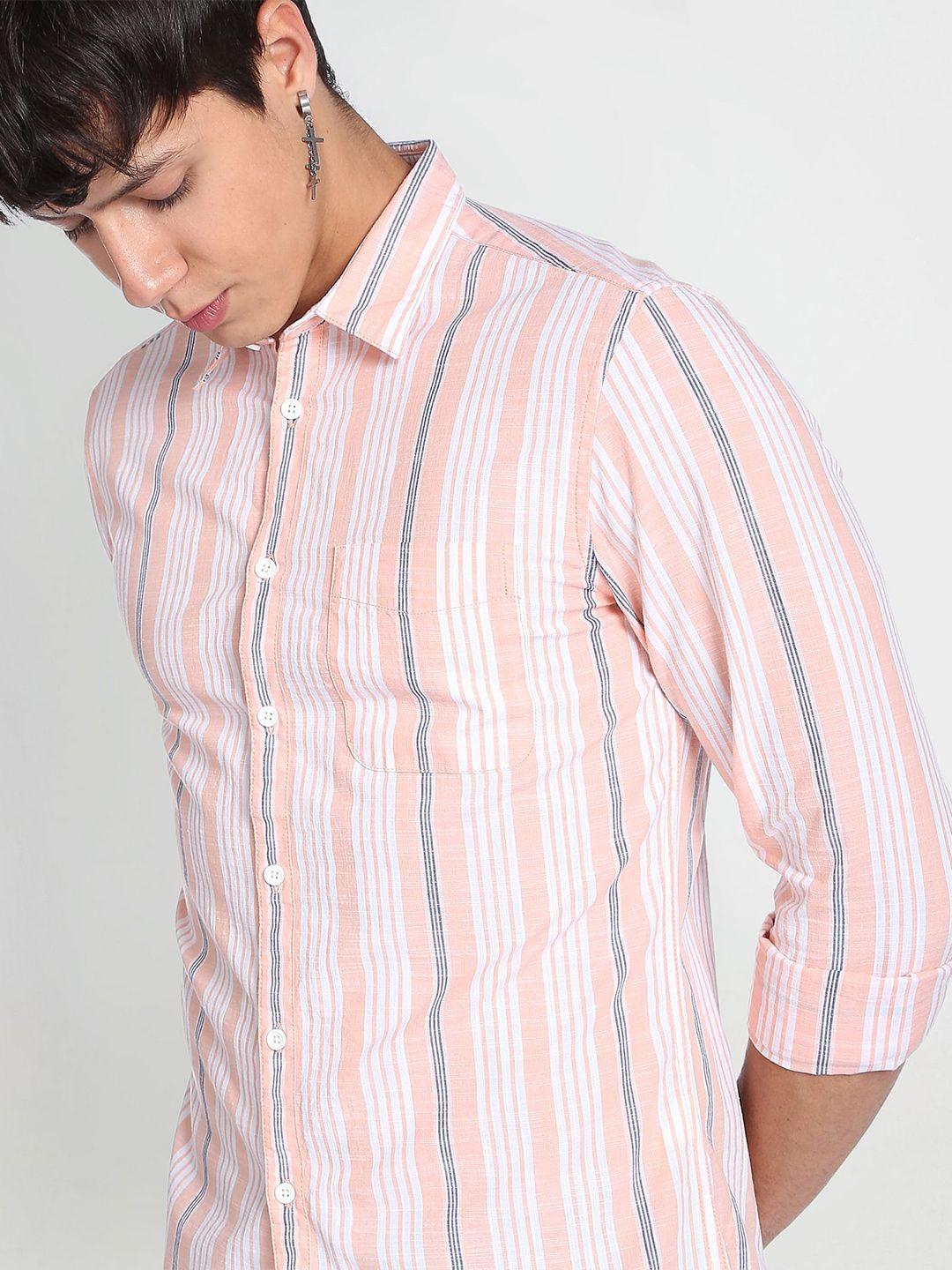 flying machine vertical stripe slim fit casual shirt