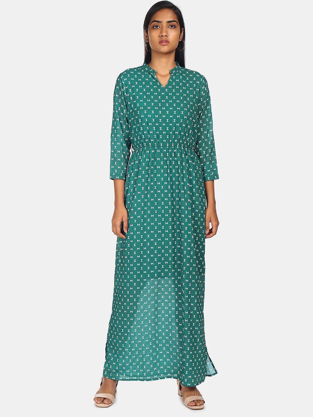 flying machine woman green polka dot maxi dress