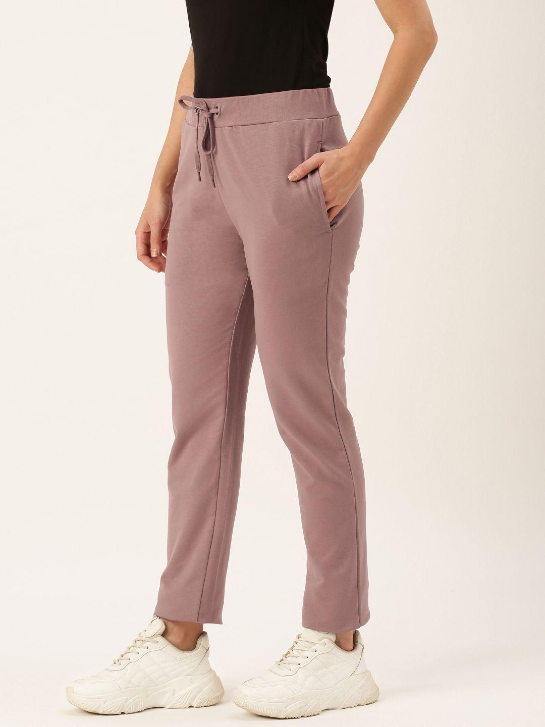 flying machine women pink solid straight-fit track pants