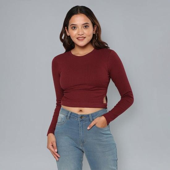 flying machine women ribbed crop top