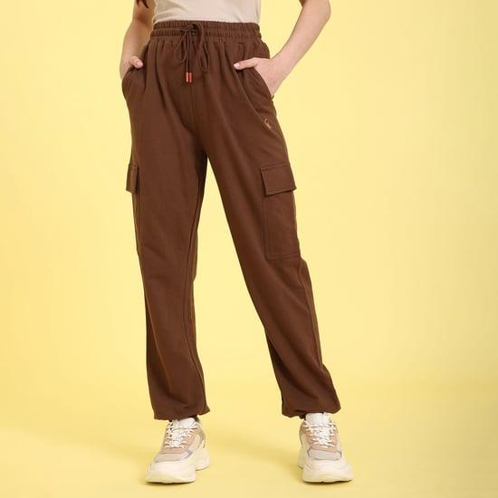 flying machine women solid cargo joggers