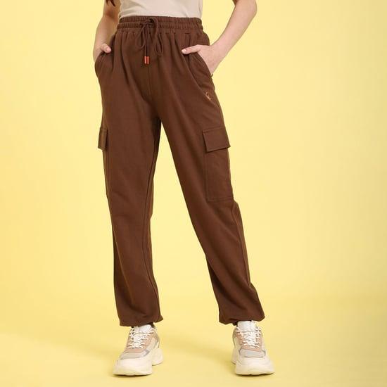 flying machine women solid cargo joggers