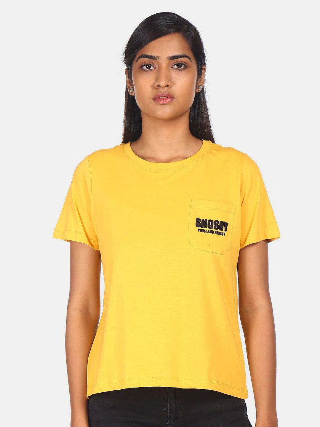 flying machine women yellow t-shirt