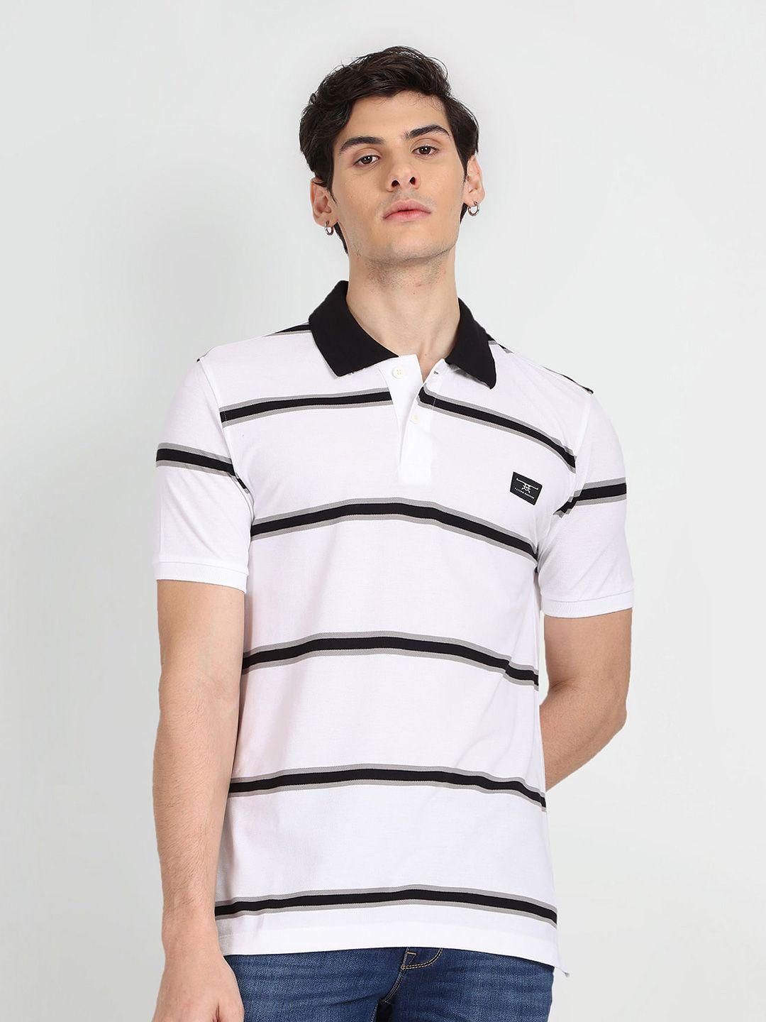 flying regular fit machine striped polo collar t-shirt