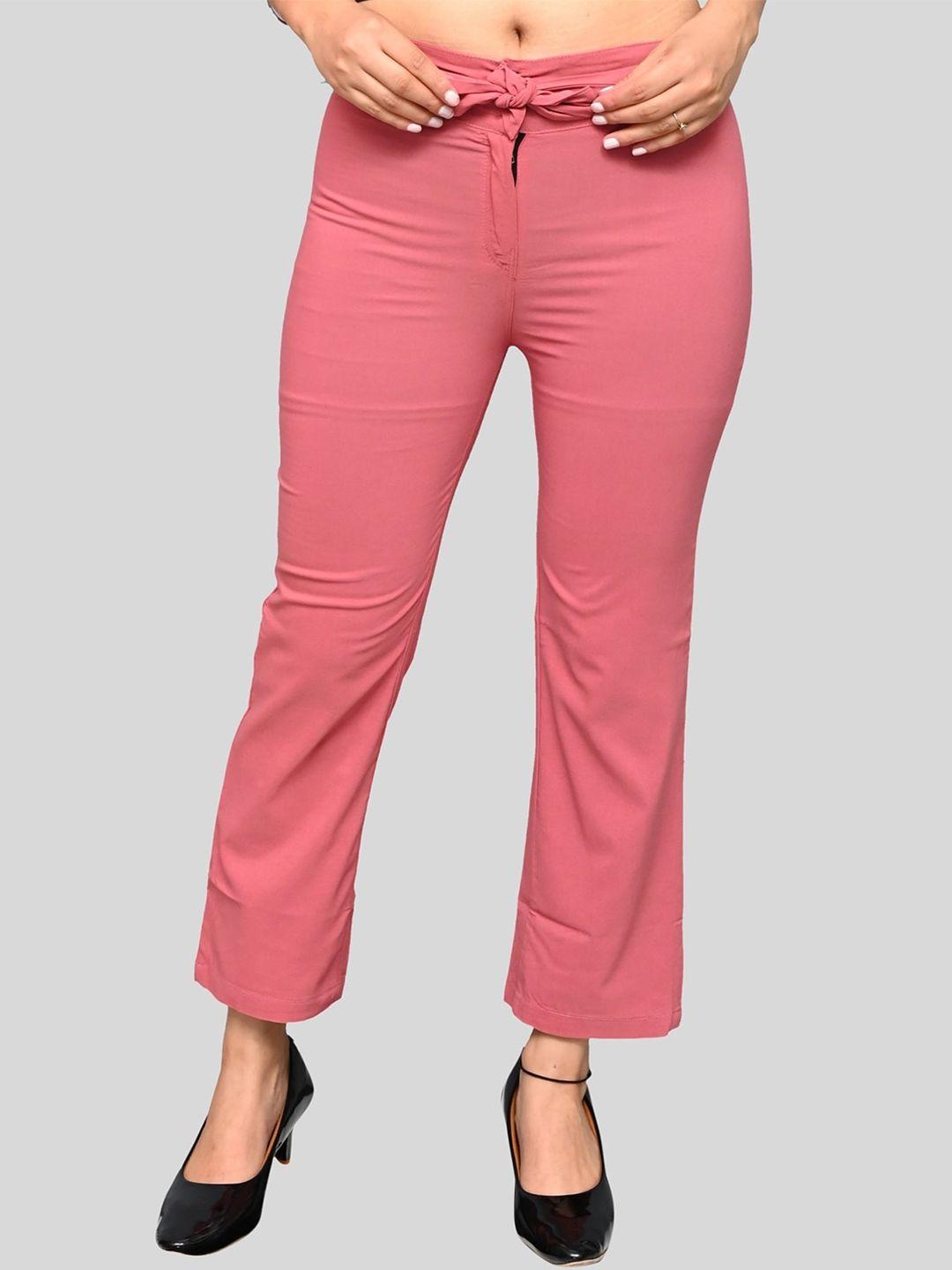 fnocks women pink relaxed straight leg trousers