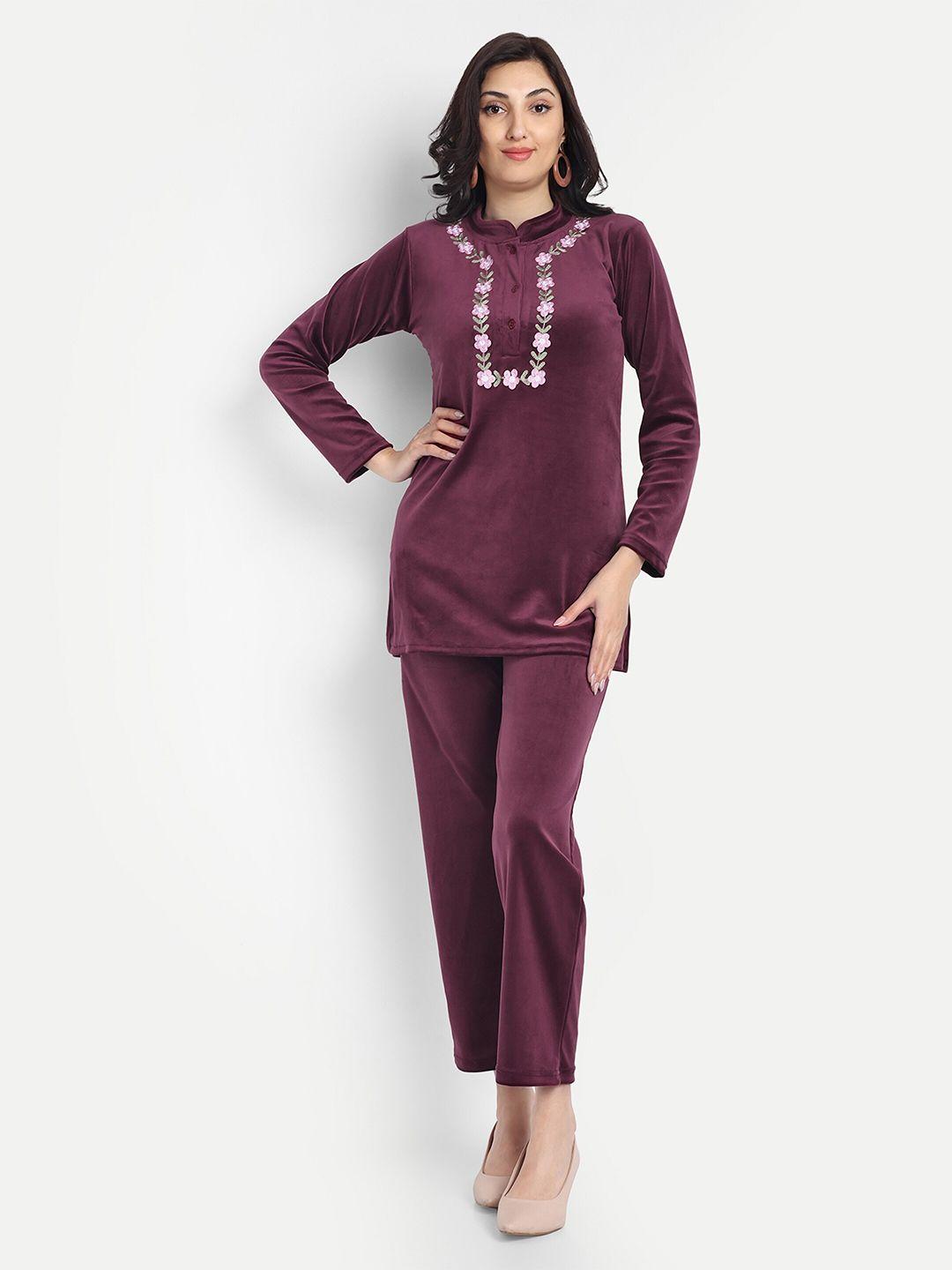 fnocks embroidered top with trousers co-ords