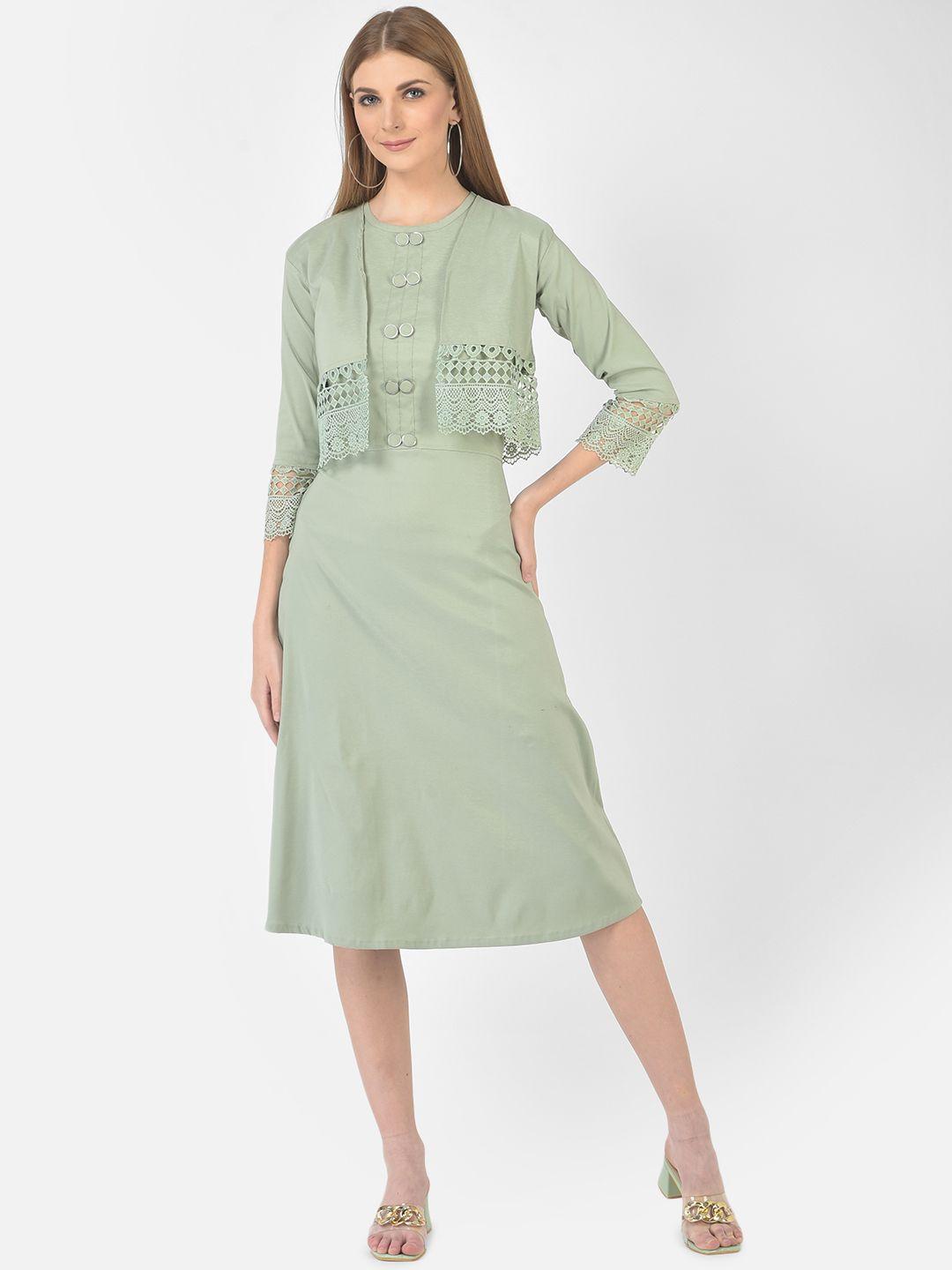 fnocks green a-line dress with jacket