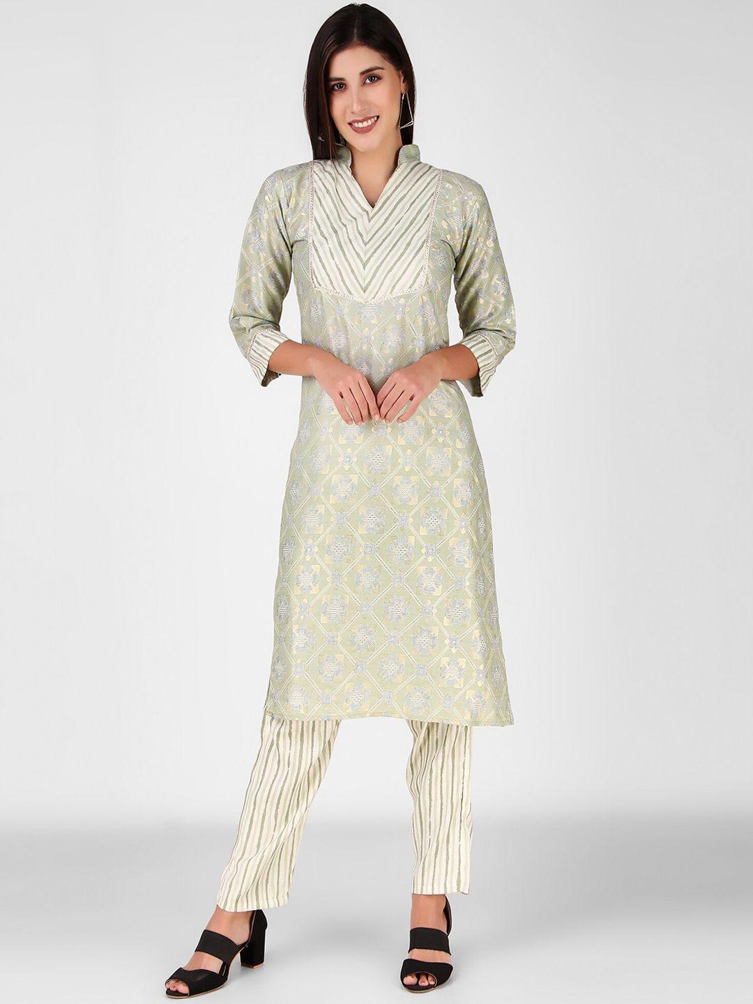 fnocks leheriya printed gotta patti kurta with trousers