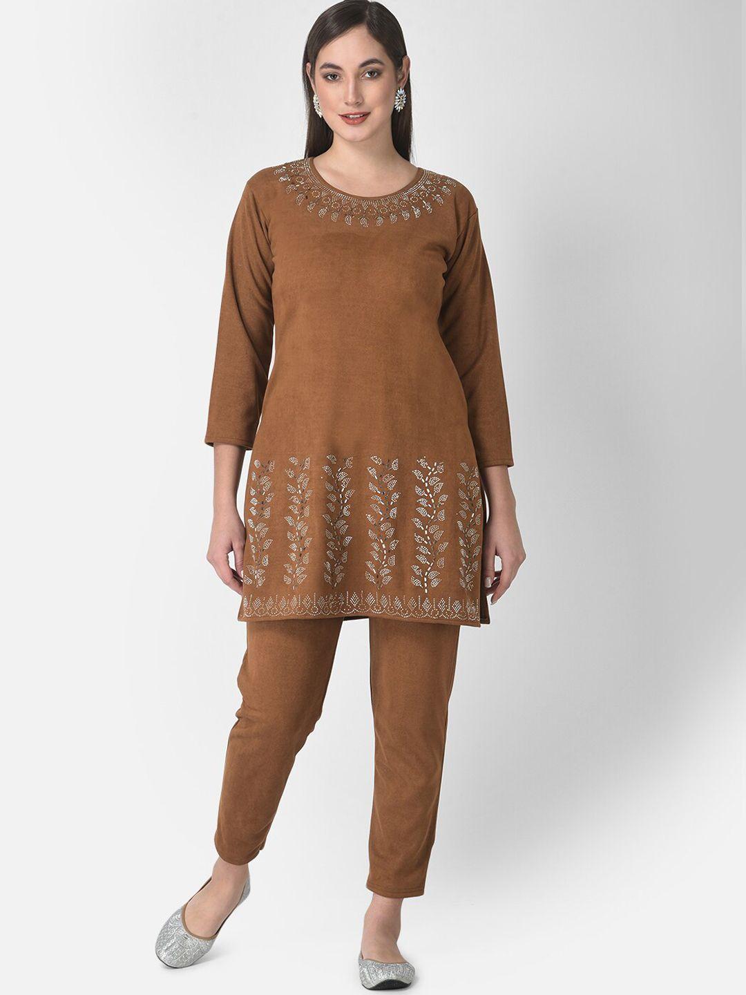 fnocks paisley embroidered beads and stones velvet kurti with palazzos