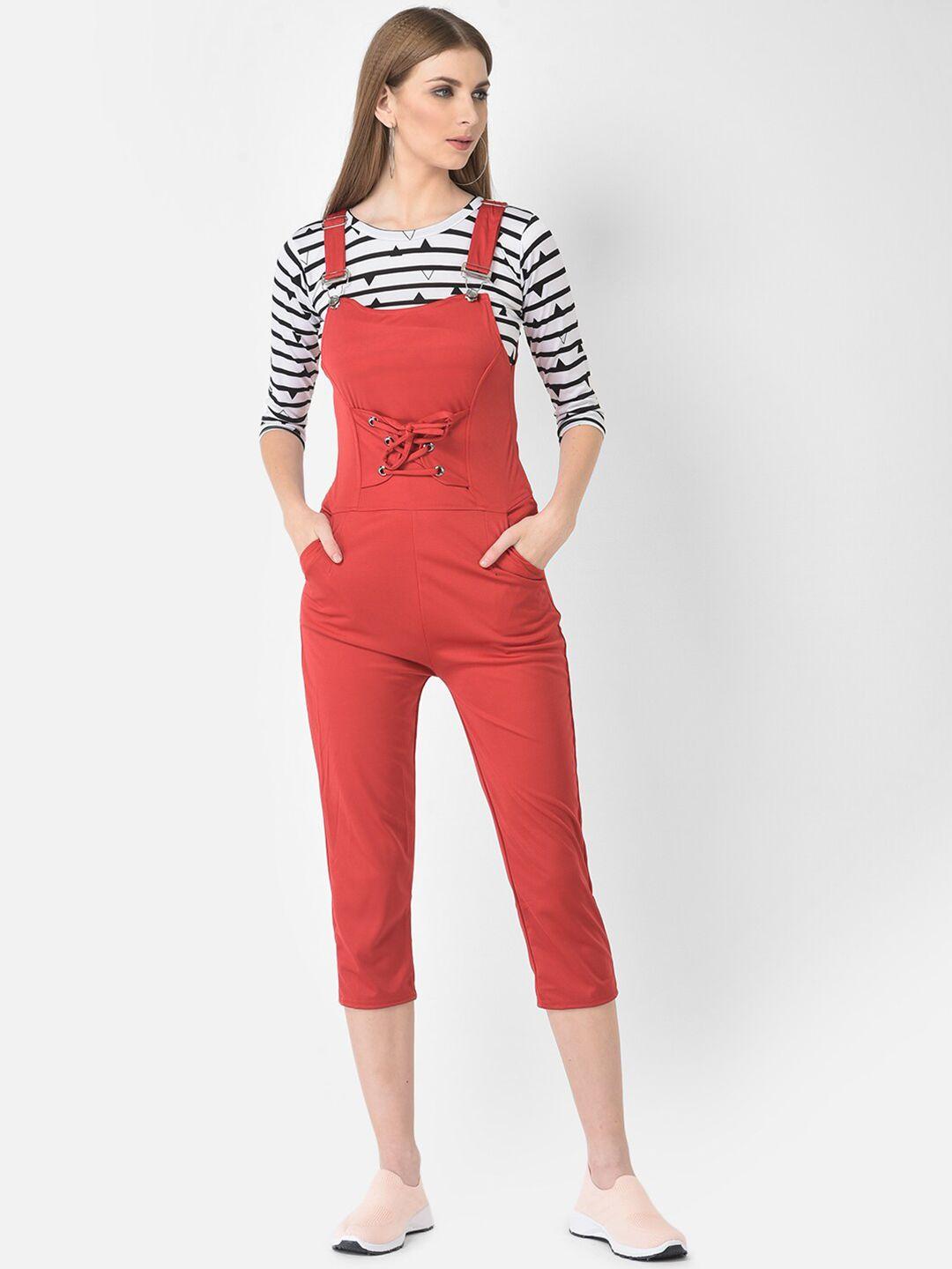 fnocks red & white striped basic jumpsuit