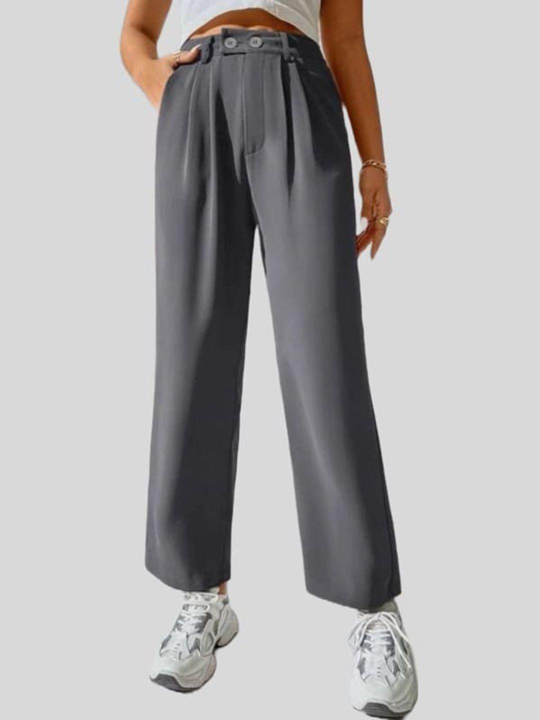 fnocks women comfort pure cotton pleated parallel trousers