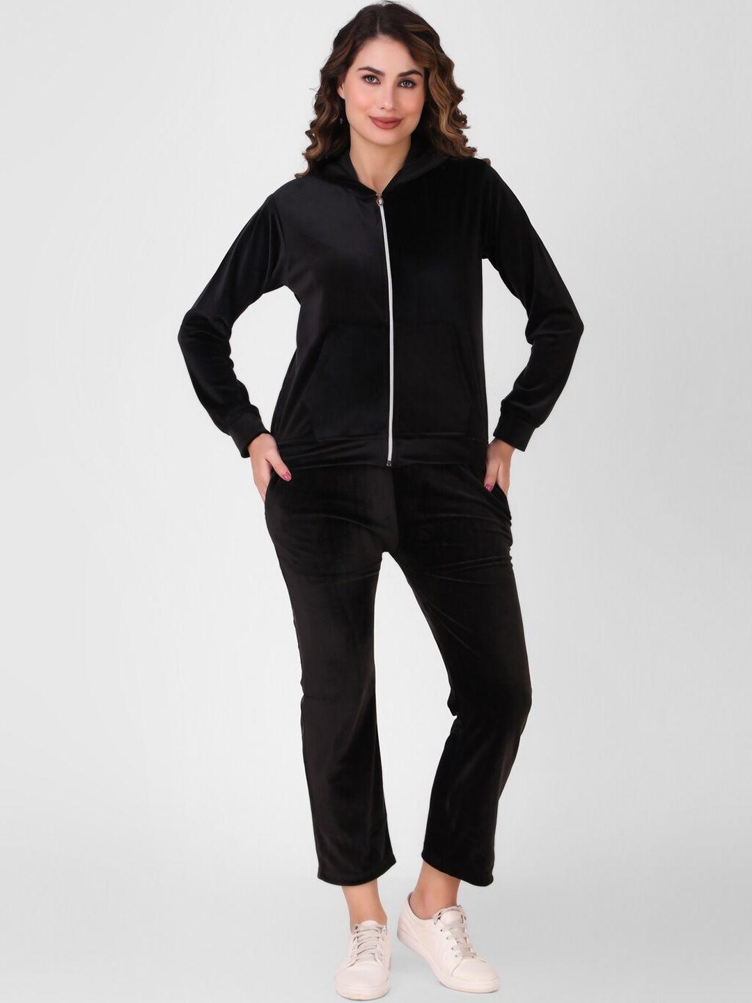 fnocks women fleece hooded tracksuit