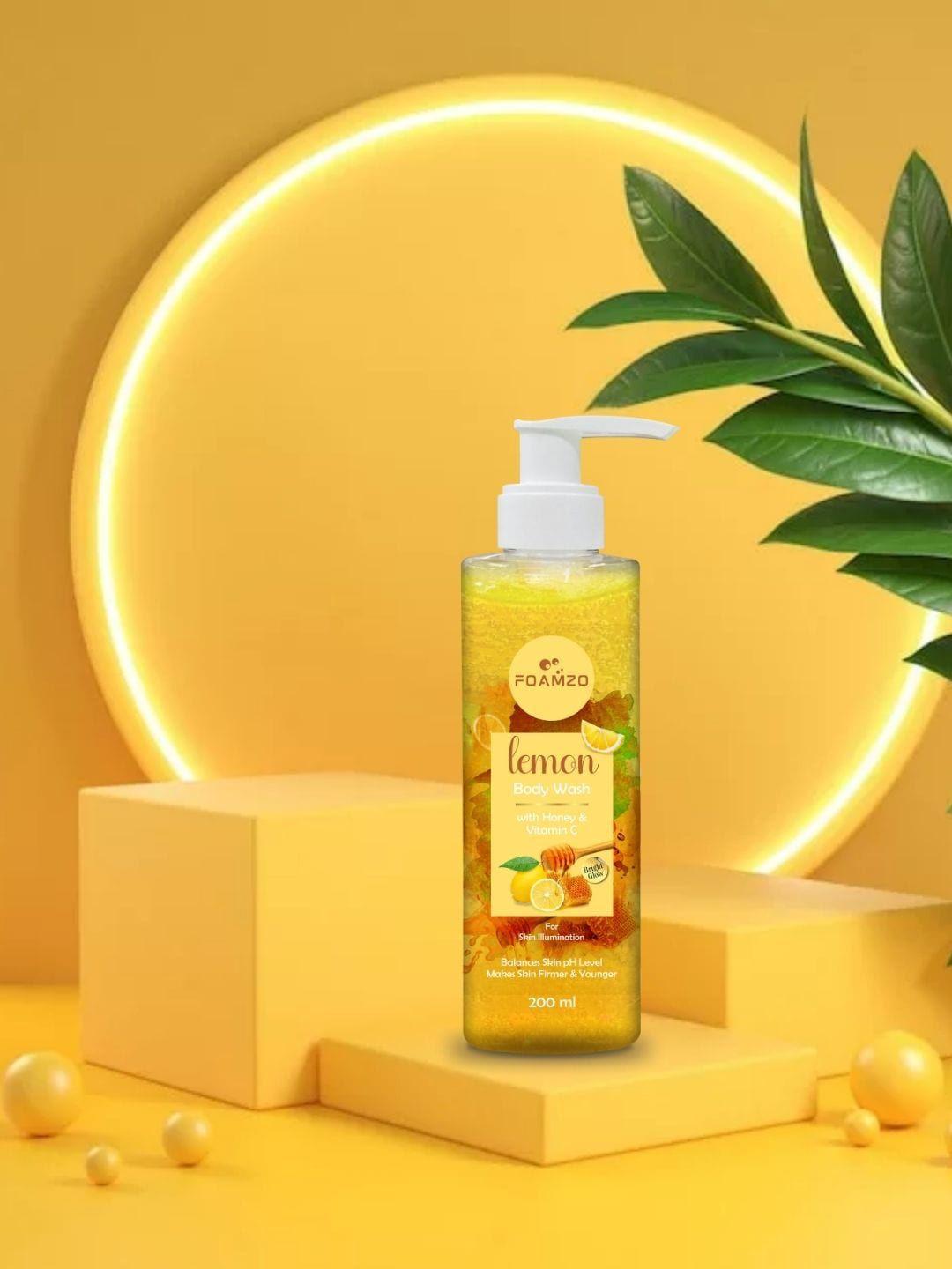 foamzo lemon & honey body wash with vitamin c for skin illumination - 200 ml