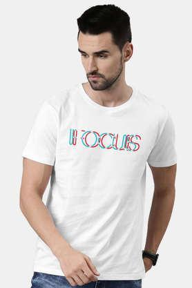 focus 3d round neck mens t-shirt - white