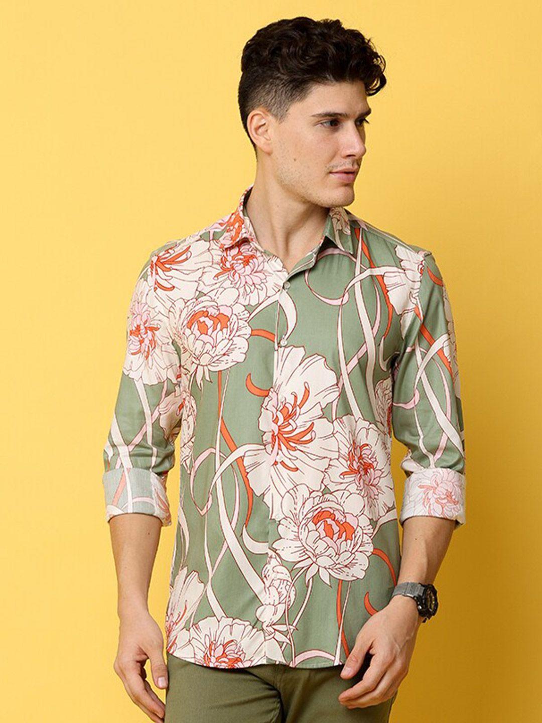 foga men premium floral printed casual cotton shirt