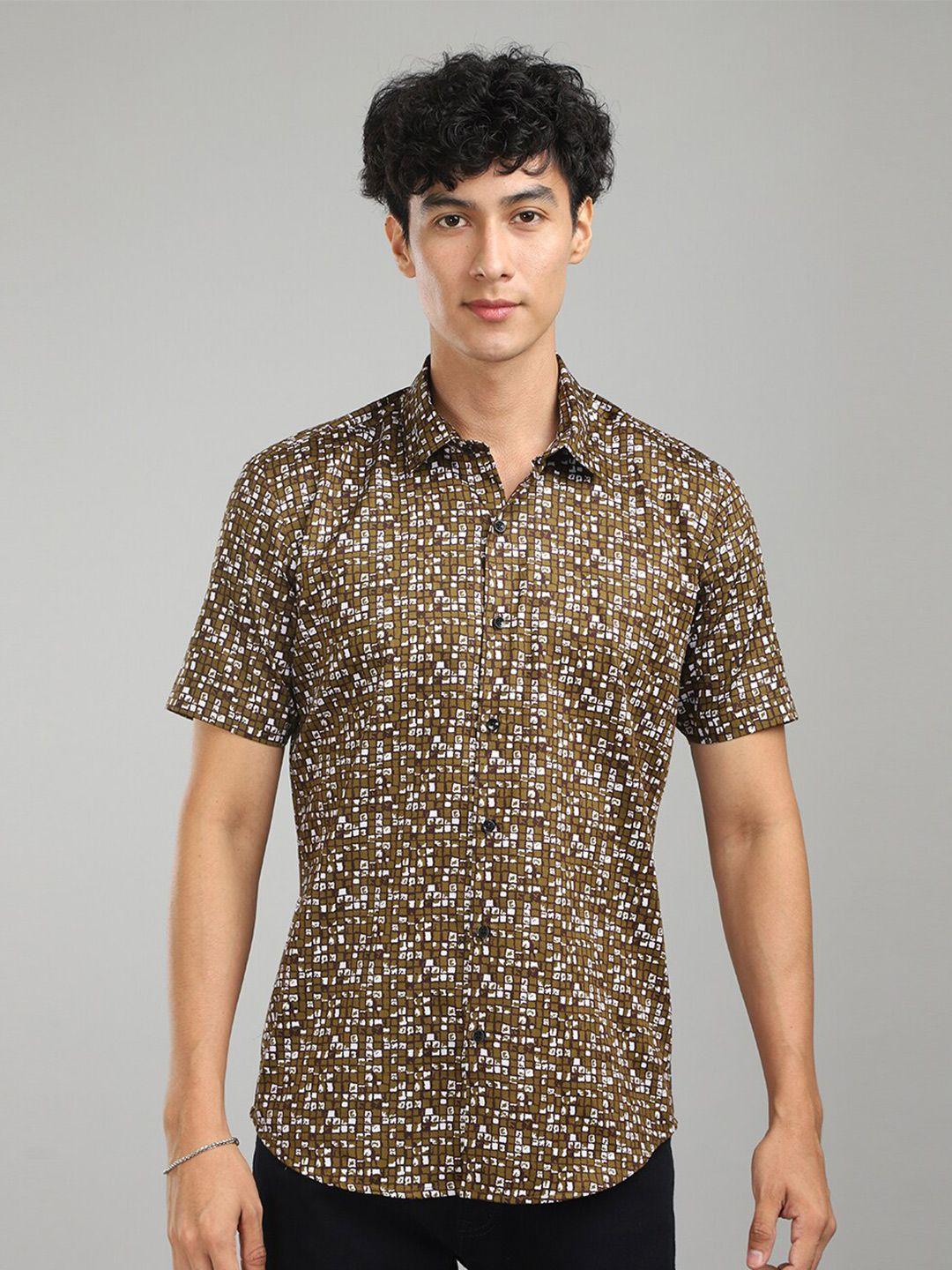 foga new fit abstract printed pure cotton casual shirt