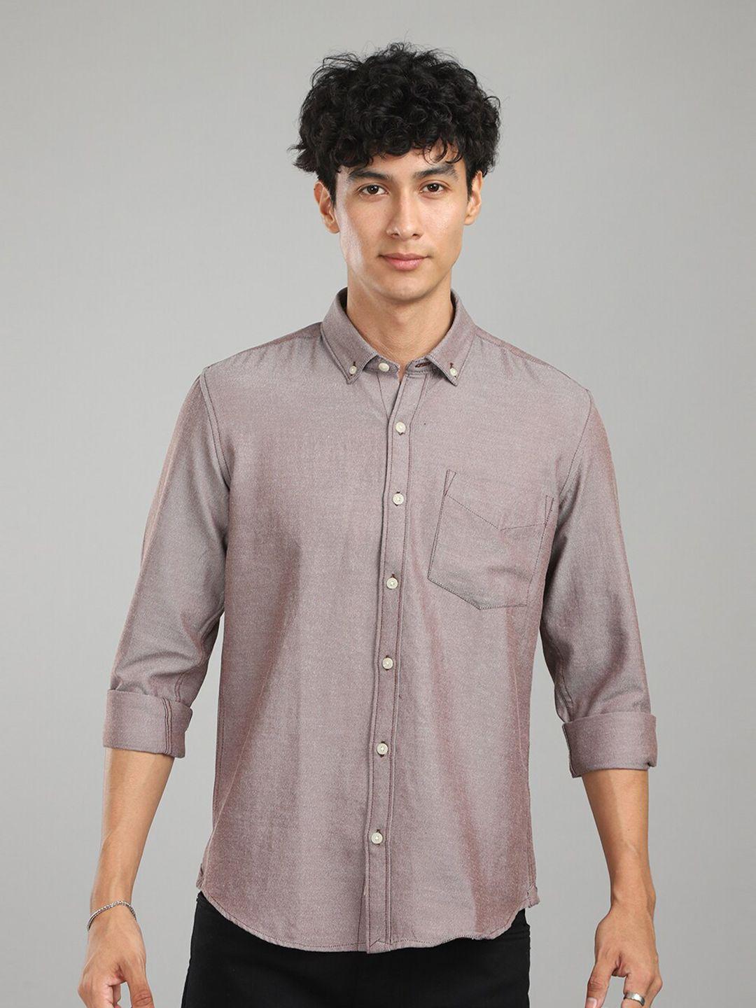 foga new fit oxford weave pure cotton casual shirt