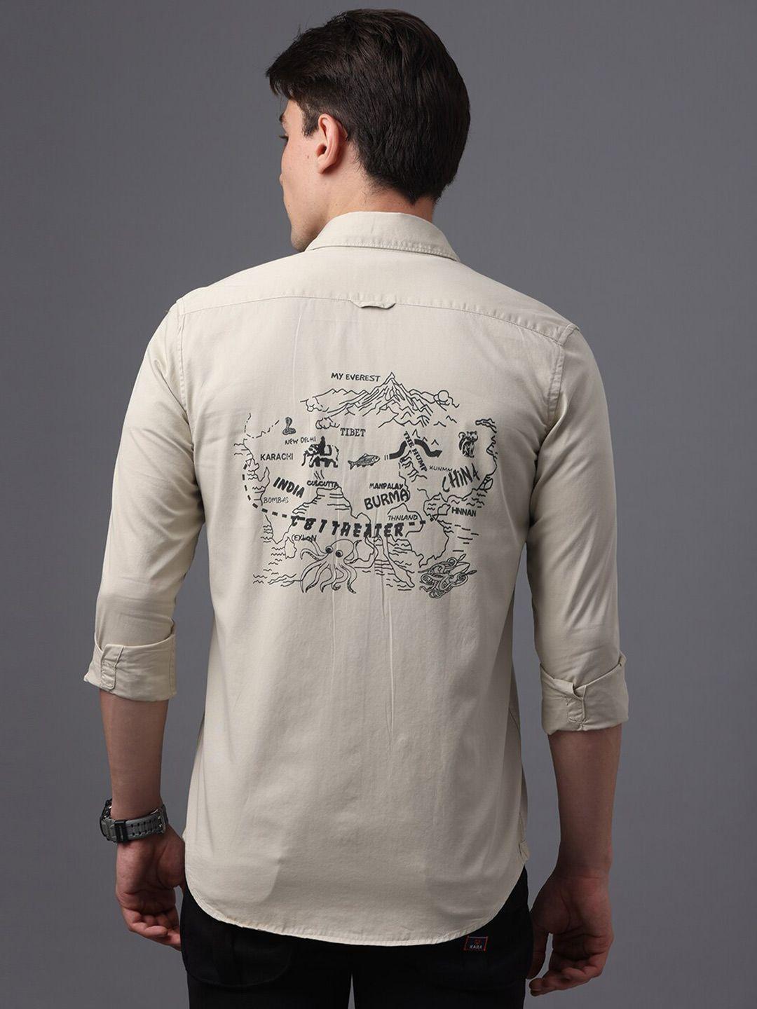 foga new typography printed pure cotton casual shirt