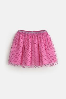 foil mesh regular fit girls skirt - pink