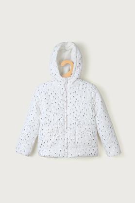 foil polyester hood girls jacket - white