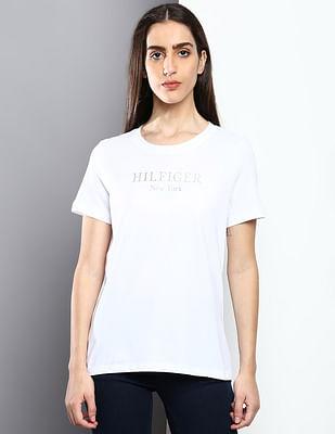 foil print transitional cotton t-shirt