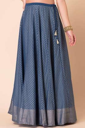 foil printed georgette women's kalidar lehenga skirt - blue